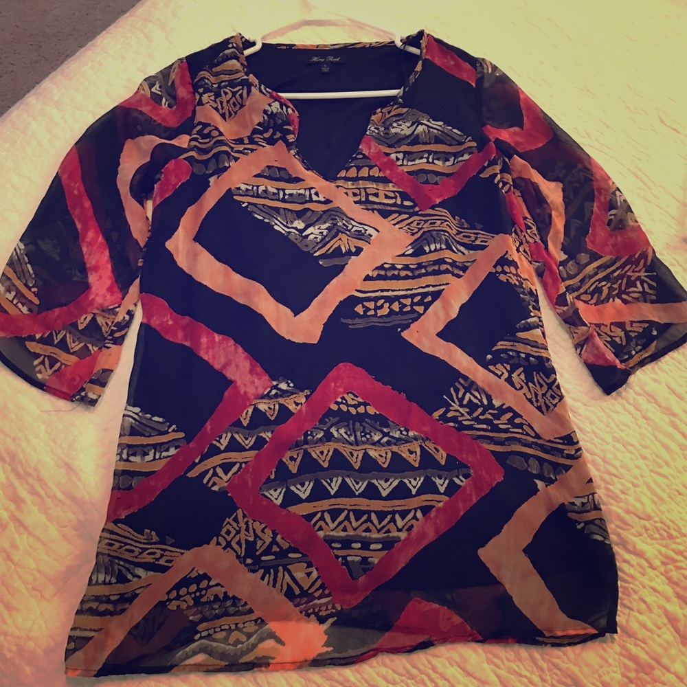 Maroon & black free-spirited, FUN tunic top